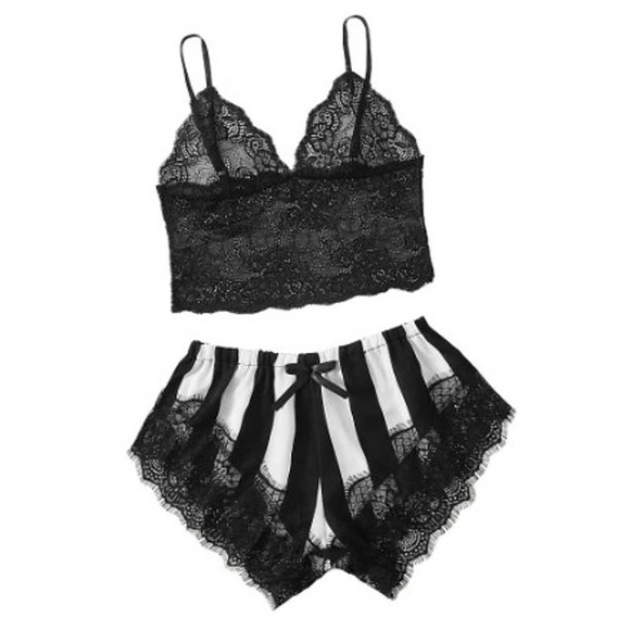 Sexy Lingerie Lace Silky Set Women Pajamas - Picture 2 of 2